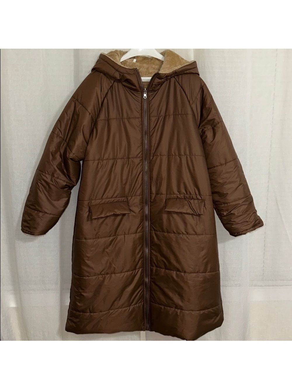 Brown Parka M Outwear Collection Super Soft Faux Fur Lining Pockets & Hooded